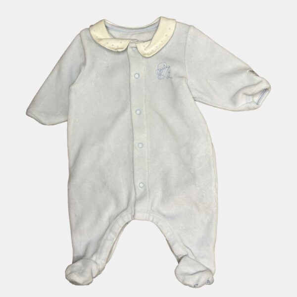 Pyjama velours naissance petit bateau bleu ciel