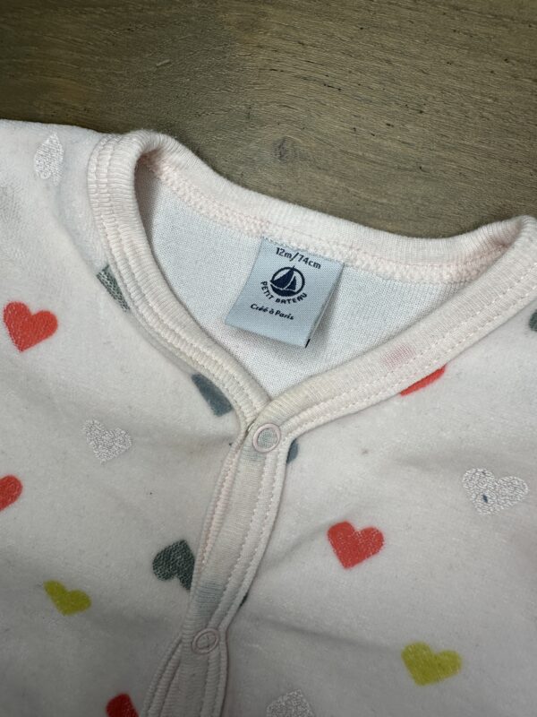 Pyjama rose petit-bateau velours imprimé cœurs 12 mois