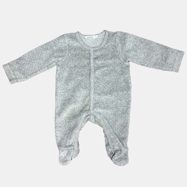 Pyjama velours bout'chou imprimé petits points blanc, pression devant taille naissance