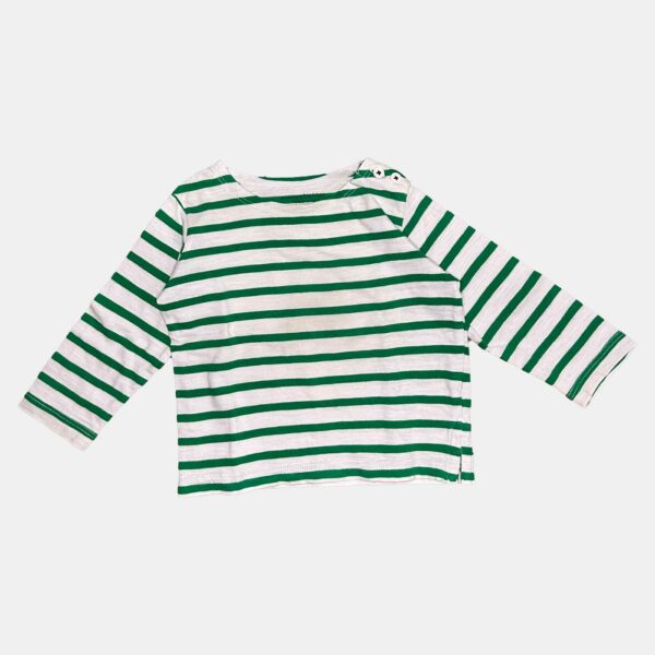 T-shirt marinière blanc et vert bout'chou 12-mois